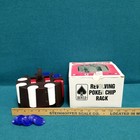 New In Open Box Vtg Hoyle Walnut Acrylic Revolving Poker Chip Rack Set 1067