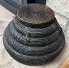 Ifugao Philippines Ulbong Gorbun Rattan Lidded Rice Basket Tribal Handwoven 15   