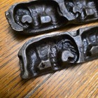 Antique Toy Candy Mold  138  Cast Iron 3 Elephants   Separate Unhinged Halves