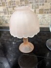 Vintage Frosted   Satin Pink Westmoreland Glass Pedestal Footed Fairy Lamp