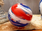 2011 Lincoln City  Ore  Hand Blown Patriotic Art Glass Float Stamped   Numbered