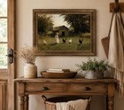 Vintage Gold Framed Farmhouse Chicken Wall Art Retro Country Farm Girl And Ch   