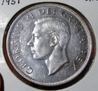 1951 Canada Silver Dollar  - Canadian One Dollar Coin