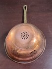 Vintage Copper Colander Strainer Brass Handle Rustic French Kitchen Decor