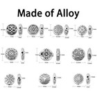 100pcs Silver Flat Round Beads Flower Star Pattern For Diy Jewelry Craft Making