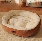 Plush Oval Cat Dog Bed Cozy Warm Snuggle Pet Bed Small Medium Dogs Cats