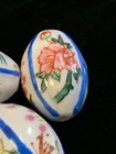Hand Painted Porcelain Chinese Rare Vintage Focal Bead White Flowers Oval 26mm