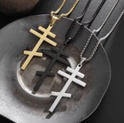 Cross Necklace  Eastern Orthodox  Stainless Steel Pendant  Men  Russian  Greek