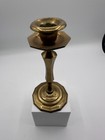 Vintage Solid Brass Candlestick Holder 8    Tall Hex Base Patina Antique Style