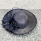 Vtg Kentucky Derby Hat Womens Blue Mesh Lace Wide Brim Fascinator Wedding Church