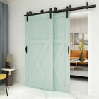  double Track  Bypass Sliding Barn Door Hardware Closet Track Kit For 2 Doors