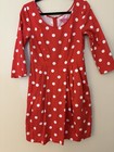 Vintage Betsey Johnson Red   White Polka Dot Dress W pockets   3 4 Sleeve Sz10