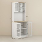 Sturdy Kitchen Buffet With Hutch Solid Storage Sideboard Cabinet W glass Door