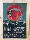 Retro Metal Sign Mermaid She Dreams Of The Ocean 8 X 12 Inches Wall Decor