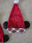 Lot Of 2 Disney Mickey Mouse Christmas Santa Hats Adult Size 59cm Plaid Trim