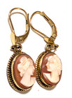 Vintage Antique 8k   333   Gold Shell Cameo Earring 3 82 Grams