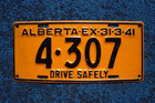 1941 Alberta Canada License Plate - Drive Safely