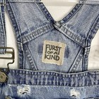 Furst Of A Kind Women Sz 29 Blue Distressed Overalls Shorts Sustainable Upcycled