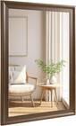 Rustic Wood Wall Mirror For Bathroom rectangle 24 X 36 Inch Hanging Vanity Mirro