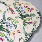 Vintage Drulane Primrose Floral Scalloped Oval Vinyl Placemats Set Of 6 Cream