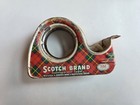 Vintage Scotch Brand Transparent Tape Red Plaid  Metal Dispenser 3m Pat 