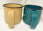 Microsoft Coffee 12z Mugs Black Rim Yellow  Green Speckled Mugs