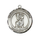 Sterling Silver Saint Christopher Medal Pendant 18  Lobster Claw Chain Necklace