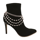 Women Silver Metal Chain Link Boot Bracelet Shoe Ball Waves Charm Day Night Wear