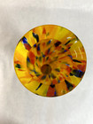 1930s Czech Hand Blown Glass Vase Yellow Splatter Bohemian Mcm Signed Art Deco