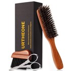 Natural Boar Bristle Beard Brush Grooming Kit For Men   Complete Beard Care Set 