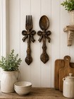 Vtg Style Cast Iron Fork   Spoon Farmhouse Decor Rustic Kitchen Wall Decor 10   