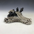 Asian Antiques Old China Tibet Silver Handmade Double Dragon Fine Necklace