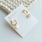Authentic Kendra Scott Ari Heart Gold Ivory Pearl Huggie Earrings
