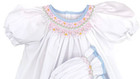 Nwt Petit Ami White Blue Smocked 3pc Bishop Dress Newborn Baby Girls Bonnet Nb