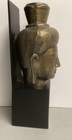 Vintage 14  Bronze Brass Buddha Head On Modern Display Stand Made In India