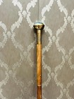 Antique Style Brass Clock Handle Walking Stick Wooden Cane 36  Vintage