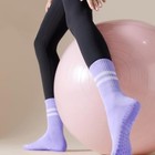 Pilates Socks For Women Non Slip Grip Socks 3 3pairs-black purple light Blue