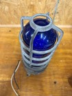 Vintage Explosion Proof Industrial Light Fixture W blue Jelly Glass   Shield