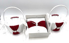 Wedding Set Flower Girl Baskets   Ring Pillow Red White Satin Bows Rhinestone