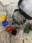     Glass Square Colorful Party Wine Glass Charms  Set Of 8