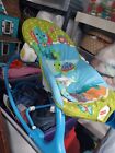 Fisher Price Baby Boy Bouncer Blue green  Used  Turtle   Elephant 