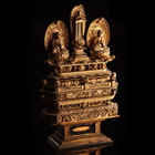 Japanese Antique Double Buddha Statue Shaka And Amida Nyorai Edo Era