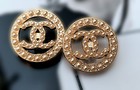 4pcs Stamped Chanel Cc  Gold Pearl Round Button 22mm