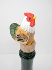 Hand-carved Wooden Rooster Wine Stopper     Rustic Bottle Plug