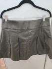 Tinseltown Women s Olive Faux Leather Pleated Mini Skirt Back Zip Size Xl
