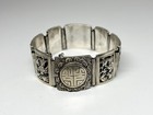 Vintage  800 Silver Chinese Hanzi Blessings Floral Garden Bracelet 8 5   