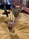Wonderful Antique Hat Pin Collection With Victorian Holder 