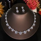 Cubic Zirconia Bridal Party Wedding Necklace Earrings Jewelry Set Engagement