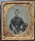 Civil War 1 6 Tintype Photo Union Cavalry Soldier Armed W  Sword