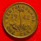 1942 Newfoundland 1 Cent Bronze World Coin  Enn Coins